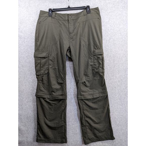 REI Convertible Cargo Pants Womens 14 Petite‎ Olive Green Nylon Outdoor Hiking - Picture 1 of 16